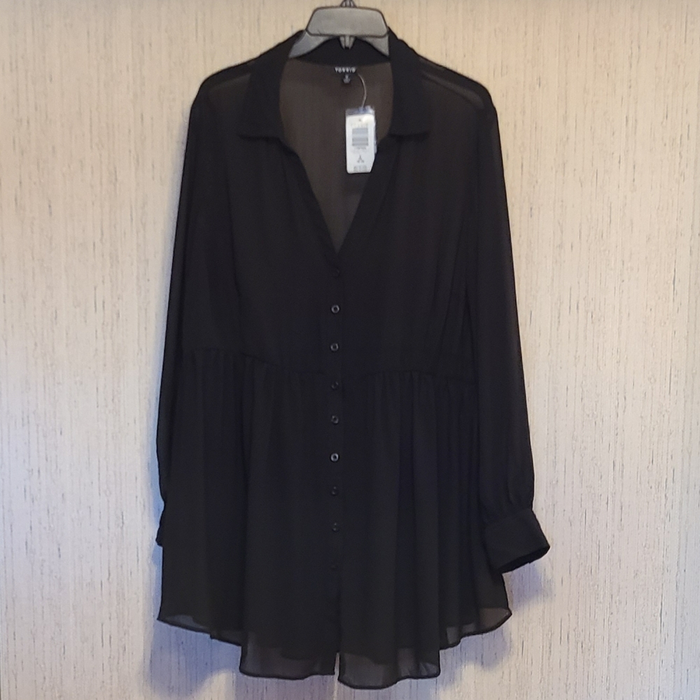 Sheer Black Long Sleeve Torrid Blouse
